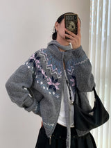 Winter Cozy No Collar Knitwear Zip-Up Cardigan