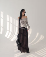 rose lace off-shoulder T-shirt