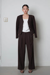 Pebble Button Twill Jacket_Brown