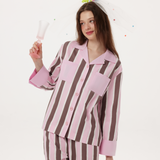 Pink Contrast Stripe Pajama Set