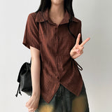 ベシアサイドストリングシャーリングチェック柄ショートスリーブシャツ