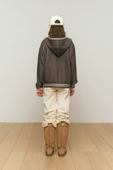 KNIT MIX HOODIE ZIP UP [BEIGE]