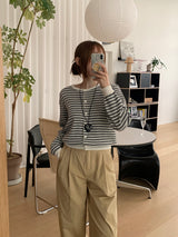 [MADE] [Planning] Slits Stripe Round Cardigan
