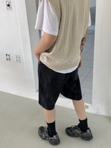 Punching knit round vest 2C