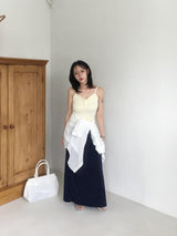 Apple Heart-Neck Ribbon-Ruched Sleeveless Top (6c)
