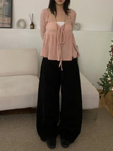 Rozy Babydoll Flare Ribbed Long Sleeve Tee