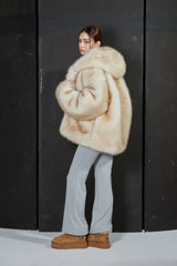 TWO TONE FUR JACKET -IVORY