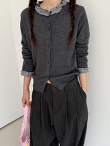 check frill cardigan 