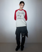 RIBBON CATS RAGLAN LONG SLEEVE-RED