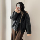 Mohi High-Neck Wool Leather Jacket