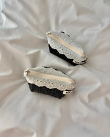 Ribbon lace cable flat pouch - black , S size