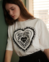 ハートプリントTシャツ [WHITE]