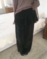 Henny dot velvet frill skirt pants