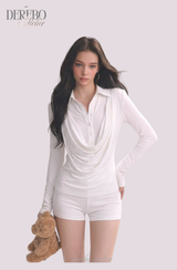 Lily Shirring Shirt Long Sleeve Top