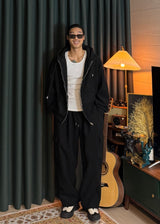 Unisex Couple Golden Hooded Sweatshirt and Cargo Drawstring Pants Set