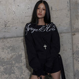BOATNECK RIBBON TIE SWEATSHIRT (BLACK) F25ZB018
