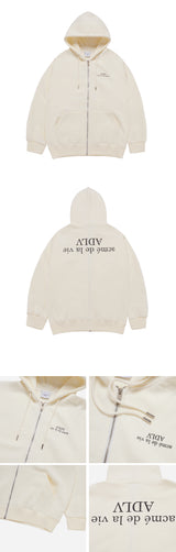 24FW UPSIDE DOWN LOGO NAPPING ZURRY HOODIE ZIP UP IVORY