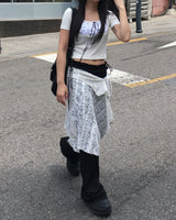 リボンブーツカットパンツ