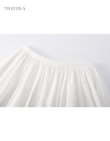 Lacey cotton shirring wrap mini skirt white