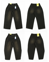 Allt Hem Snap Pin Tuck Washed Denim Wide Pants