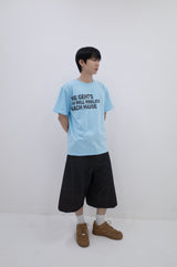 Side Slit Bermuda Denim Pants Black