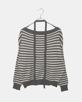 Ked Stripe Off-Shoulder Long-Sleeve Knit