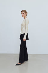 CUT OUT WRAP KNIT TOP - IVORY