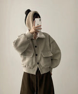 Rutte Corduroy Side Pin Tuck Slit Banding Wide Pants