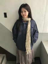 2-Color Small Floral Pleated Vintage Scarf
