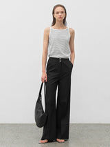 (PT-5646)ROOMY TEXTURE BOOTCUT PANTS