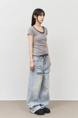 Hold Damage Wide Denim