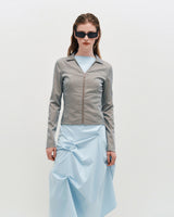 V-Neck Sleek Zip-Up _ DARK GREY