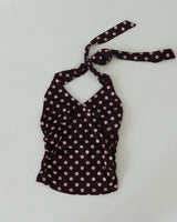 Ribbon Polka Dot Halterneck Sleeveless