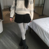 チェックウールピンタックミニスカート