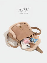 Suede Leather Fleece Poggle Bag Belted Women's Shoulder Bag Fleece Bag