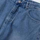 denim frill bermuda pants 