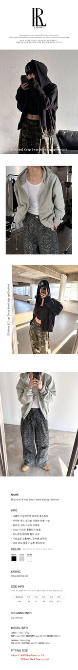 [Unisex] Crop 2way hood zip up(3color)