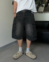 TC Patch Work Banding Denim Pants Black