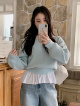 Pastel Crop Round Loose Knit (6color)