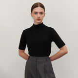 HALF TURTLE-NECK T SHIRT BLACK