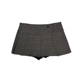 Low check button skirt