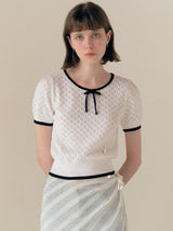 RIBBON SKASHI HALF KNIT WHITE