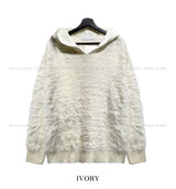 Trimming Mohair Hood Layer Knit