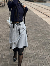  Oblique Noir Visor Stripe See-through Midi Skirt (2 colors)