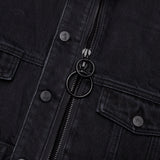 ブラックルーズフィットクロップドデニムジャケット code 20003