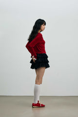 MINI HEART CANCAN SKIRT PANTS / BLACK