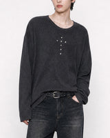 (UNISEX) リベット リブ ロングスリーブ