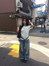 Formyu Damage Denim Washing Wide Pants