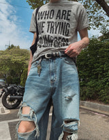 ロードダメージワイドデニムパンツ