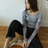 ファンプリントストレッチロングスリーブTシャツ